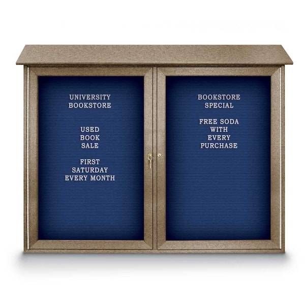 Indoor Enclosed Combo Board, 48"x36", Satin Frame/Grey & Pearl